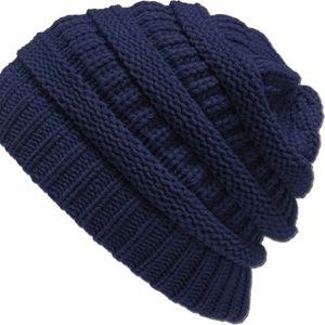 Knitted Baggie Slouch Navy Beanie